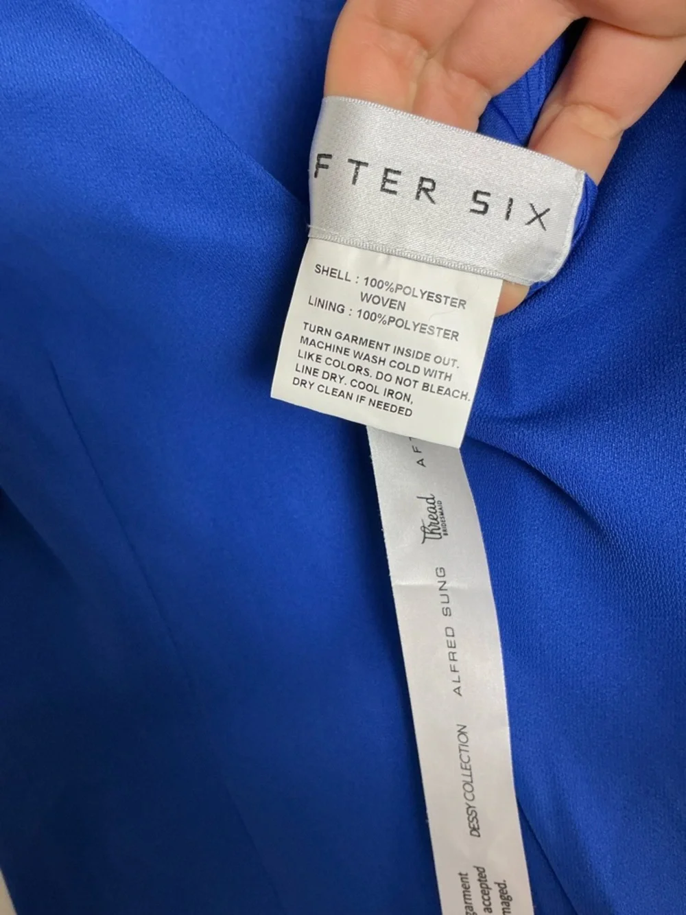 ALFRED SUNG Cobalt Blue Cap Sleeve Crepe Maxi Dress - Picture 6 of 6